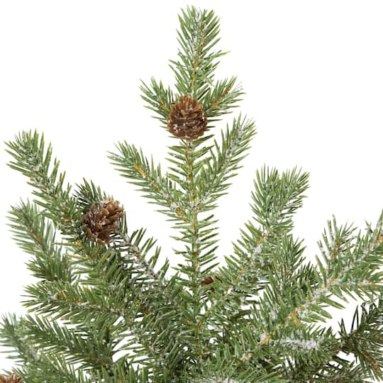 Northlight 22" Unlit Lightly Flocked Pine Potted Artificial Christmas Tree with Pinecones